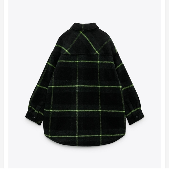 ZARA GREEN PLAID PADDED OVERSHIRT QUILTED BUTTON FRONT JACKET WOMENS - Picture 3 of 6